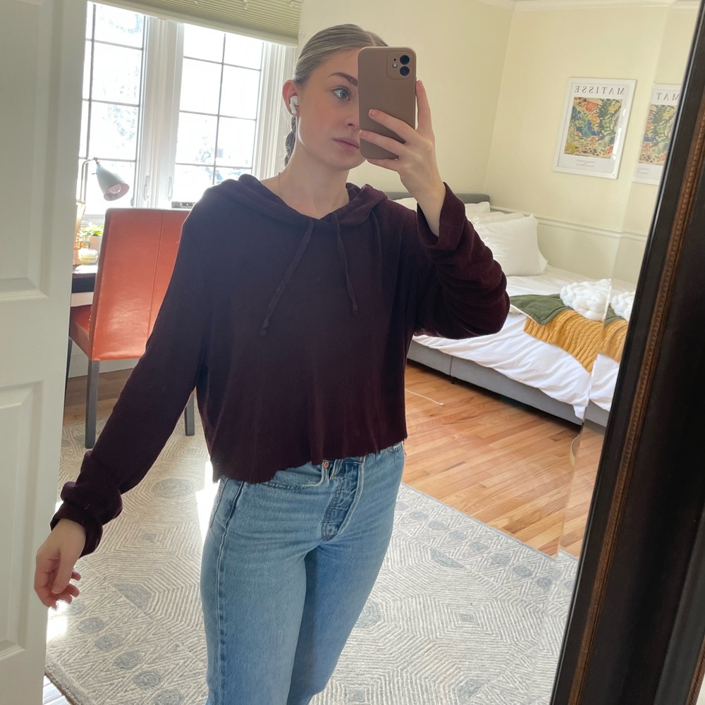 Brandy Melville Burgundy Cropped Sweatshirt!